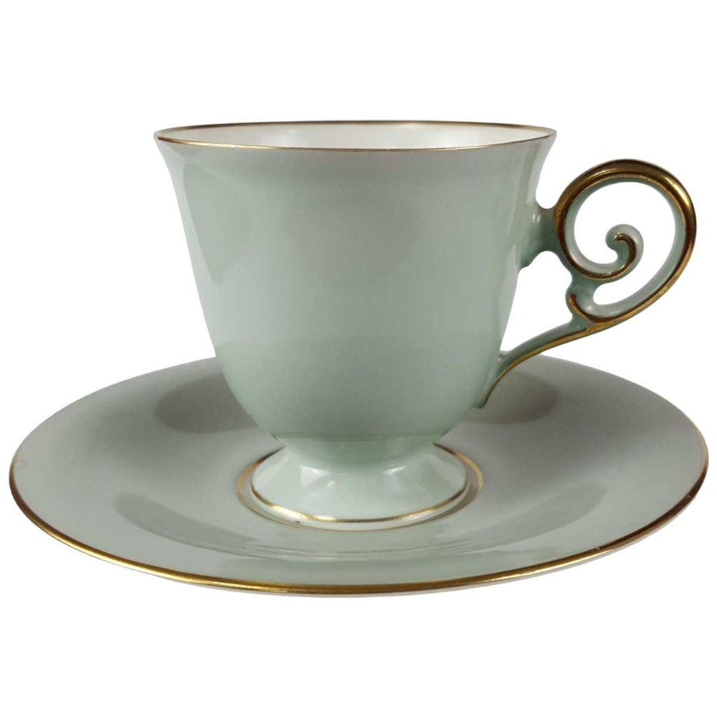 [45817892] Mokkatasse mit Untertasse Tasse Espressotasse Goldrand Tirschenreuth gebraucht - sehr gut
