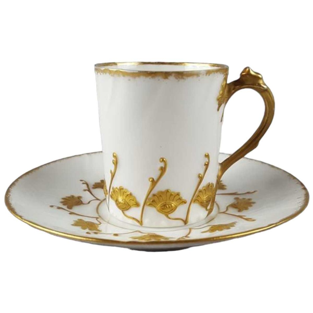 Mokkatasse mit Untertasse Tasse Espressotasse Golddekor Limoges France gebraucht - gut