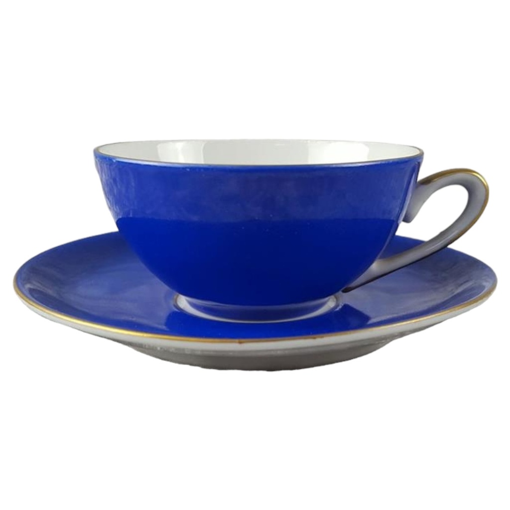 [45817903] Bremer & Schmidt Eisenberg blau Goldrand Sammel Espressotasse mit Untertasse