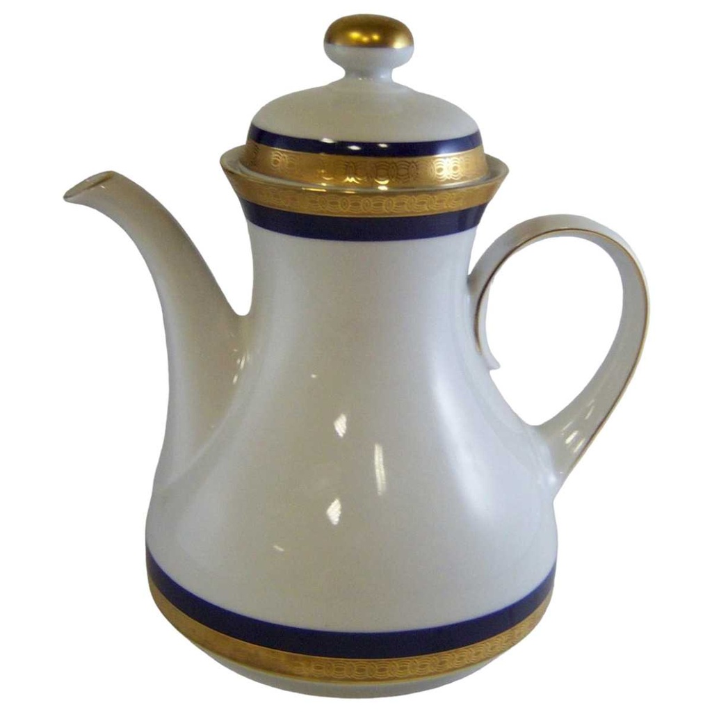 Kaffeekanne 1,2 L Winterling Marktleuthen Kobaltrand mit Goldraute rund gebraucht - gut