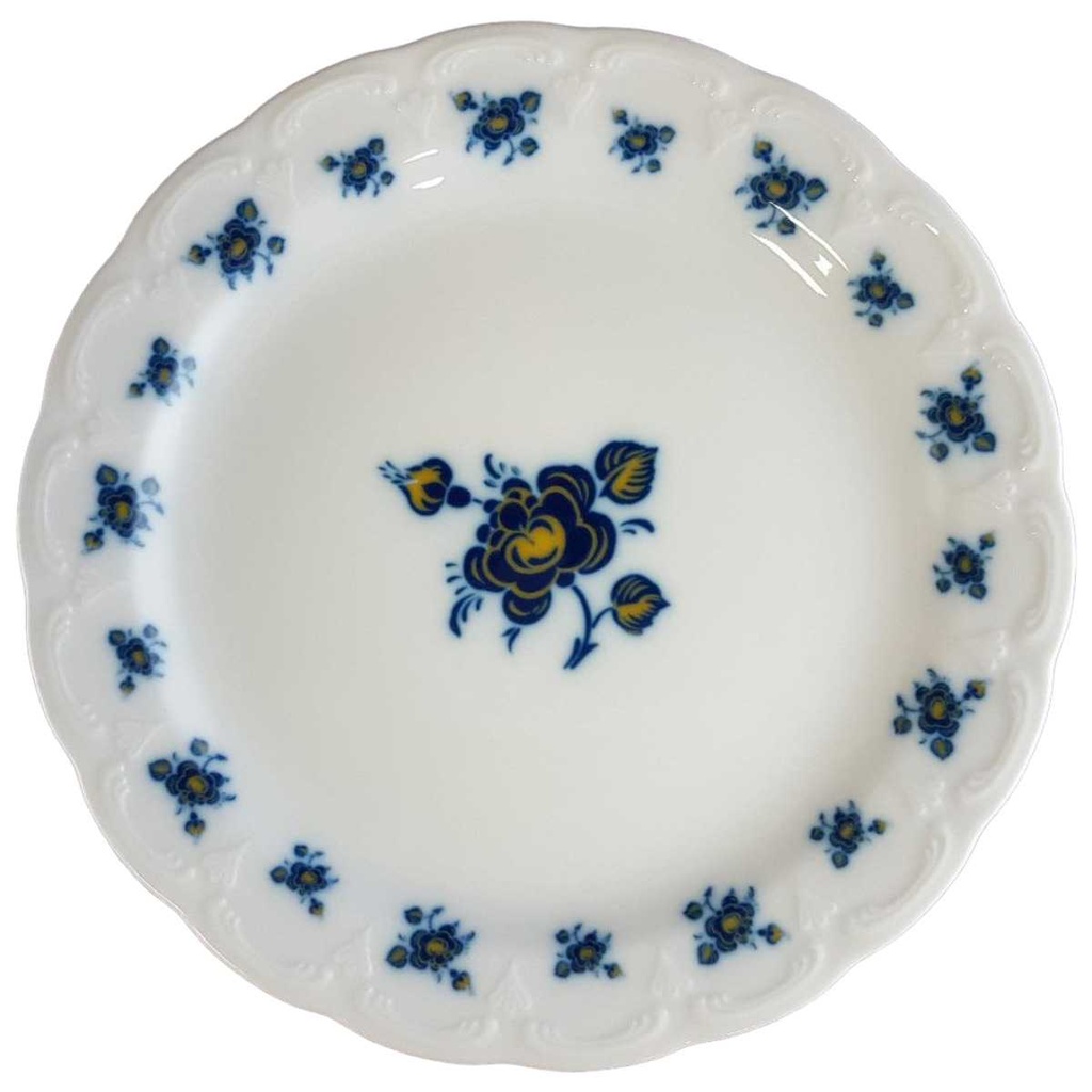 Kuchenteller Dessertteller Frühstücksteller 19 cm Krautheim Sissy blau gelbe Blumen echt Kobalt gebraucht - sehr gut