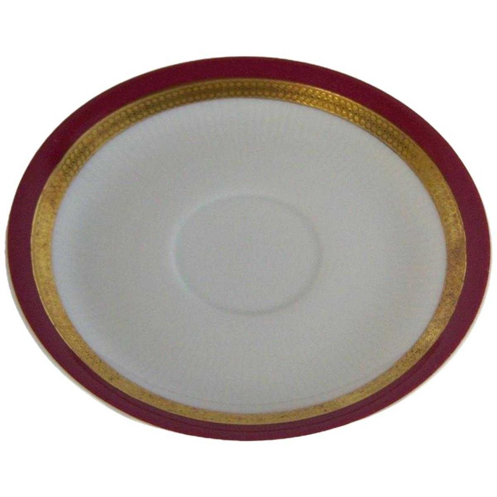 [458186] Untertasse für Kaffee Goldrand 14,8 cm Mitterteich Form 870 Rot gebraucht - gut