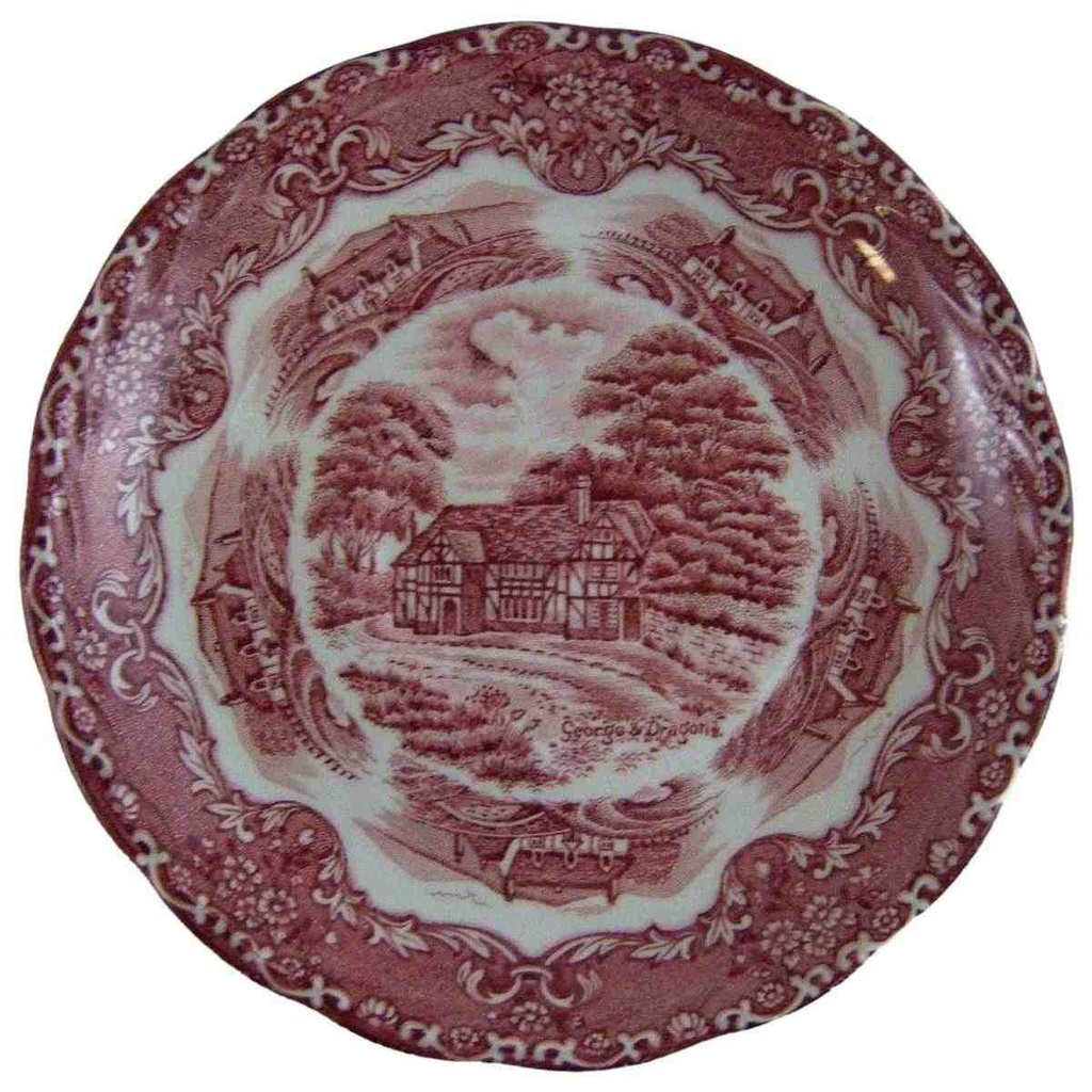 [4581865] Untertasse für Kaffee 14,4 cm Grindley English Country Inns Rot gebraucht - sehr gut