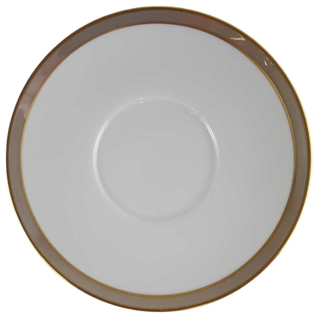 [4581956] Untertasse für Kaffee Goldrand 15 cm Thomas Porzellan Medaillon Grau Braun gebraucht - sehr gut