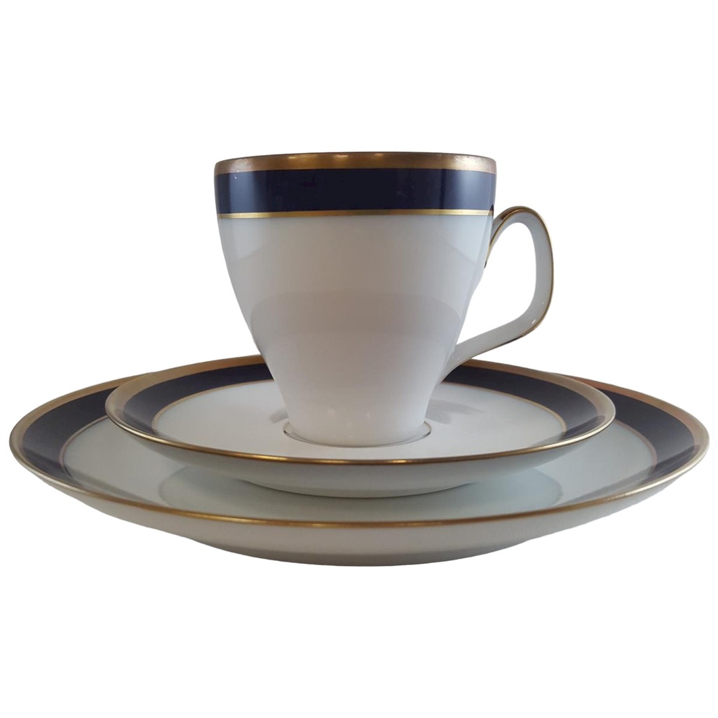 Kaffeegedeck Goldrand 3tlg Melitta Madrid Kobaltblau mit Blau