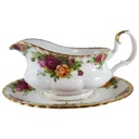 Sauciere mit Teller 2tlg Royal Albert Old Country Roses gebraucht - sehr gut