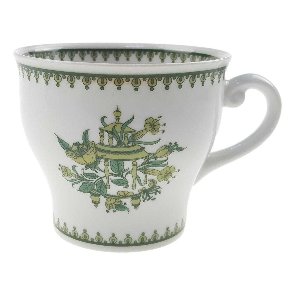 [98065] Kaffeetasse Tirschenreuth Unbekannte Formen Grüne Blumen mit Fransen gebraucht - gut