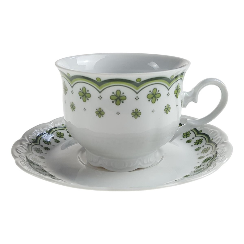 [98088] Kaffeetasse mit Untertasse Mitterteich Form 110 Streublume grün