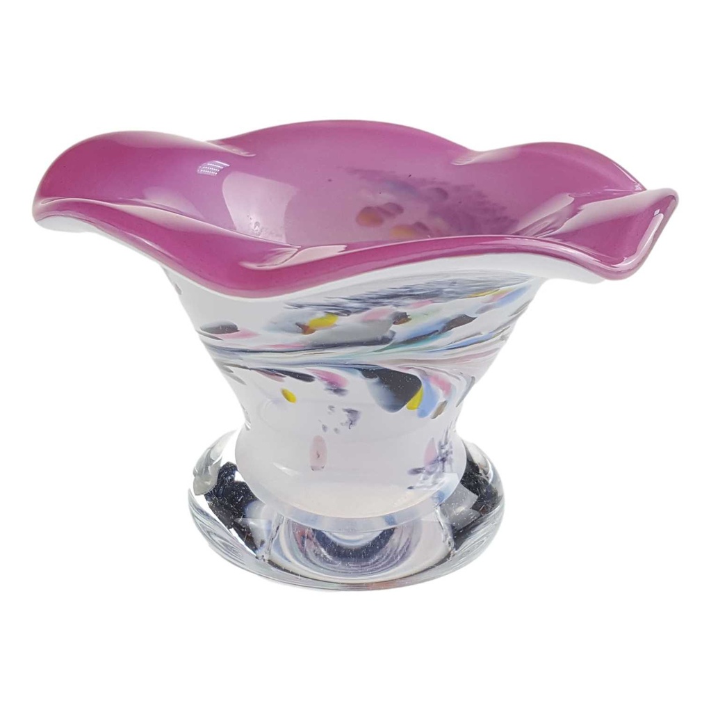 [98090] Vase / Kerzenständer klein Glas bunt