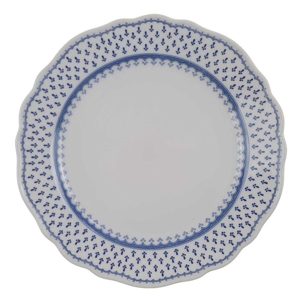 [98097] Kuchenteller Dessertteller 19,5 cm Hutschenreuther Maria Theresia blaue Bordüre Lilie gebraucht - gut