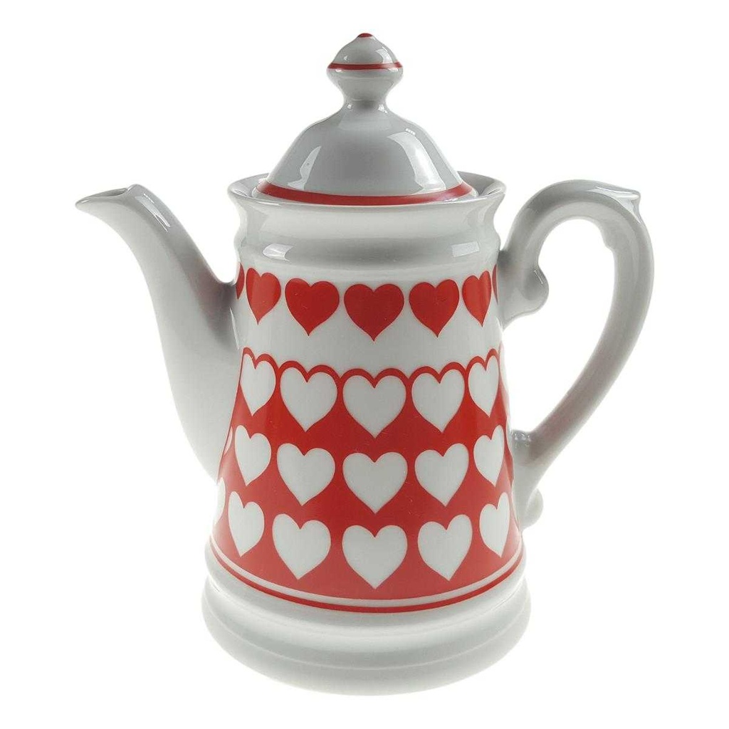 Kaffeekanne 1,05 L Winterling Schwarzenbach Herzchen rot weiß gebraucht - gut