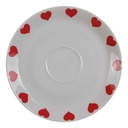 Untertasse für Kaffee 14,4 cm Winterling Schwarzenbach Herzchen rot weiß gebraucht - akzeptabel