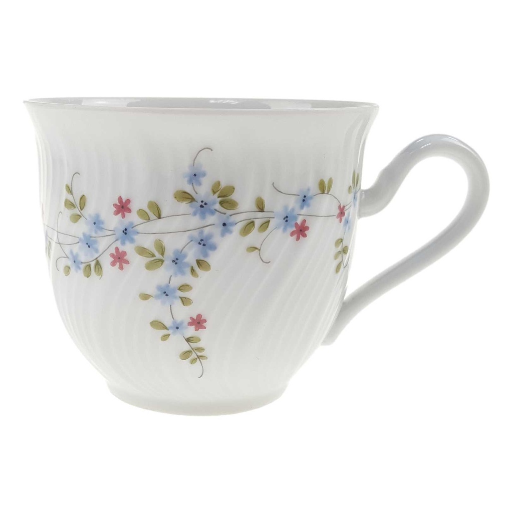 [98122] Kaffeetasse 0,2 L Winterling Kirchenlamitz blau rot Blümchen Relief Wellenrand gebraucht - sehr gut
