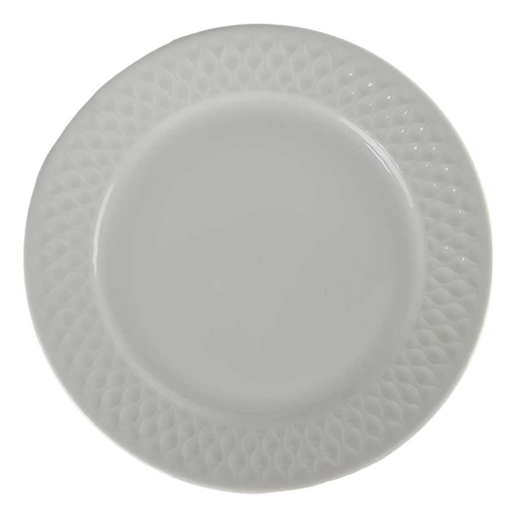 [98138] Kuchenteller 19,5 cm Schirnding Bavaria Rillenrelief weiß gebraucht - akzeptabel