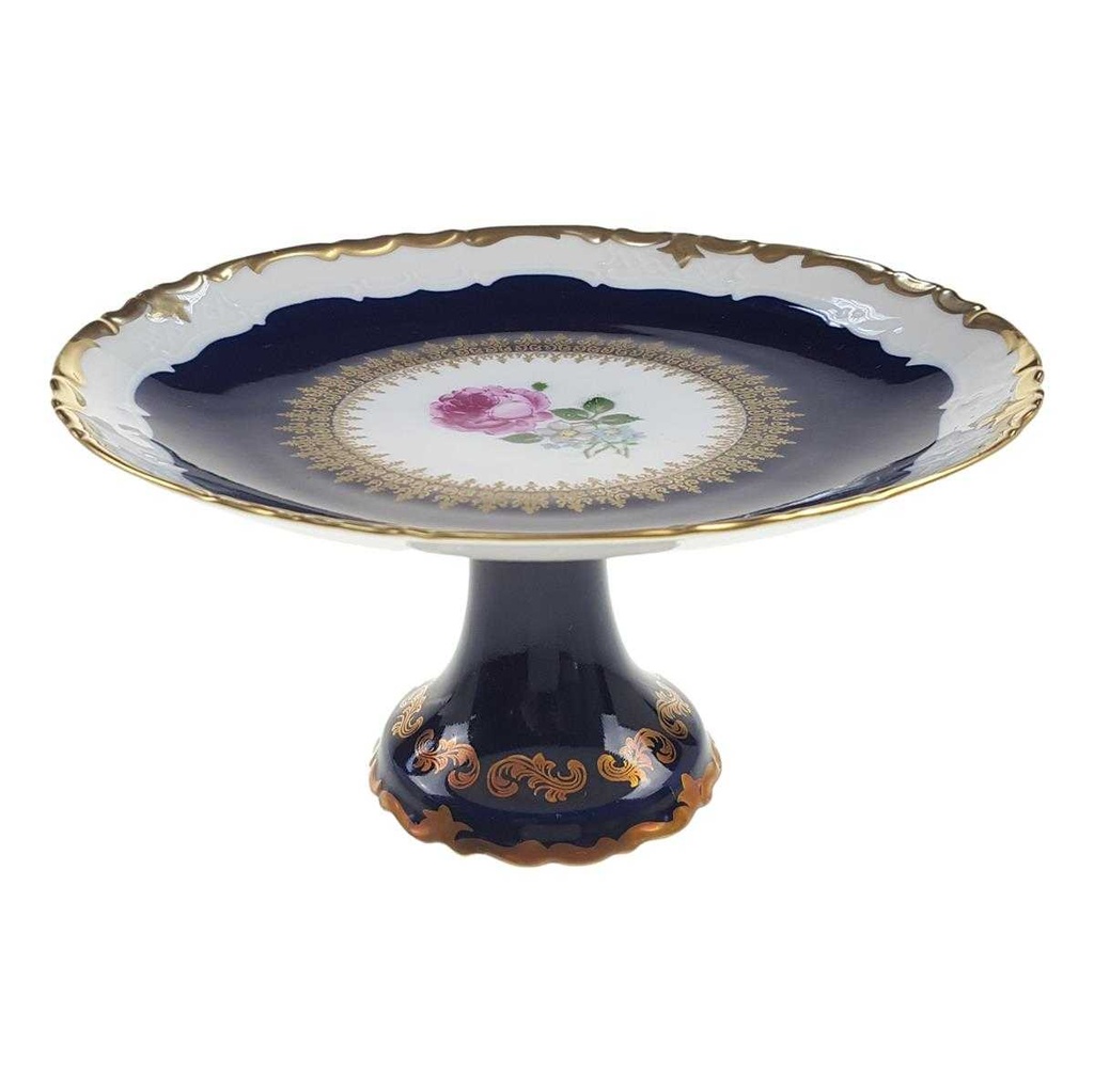 [98141] Schale auf Fuß Goldrand 19,7 cm Reichenbach Blumendekor Blumen gebraucht - sehr gut