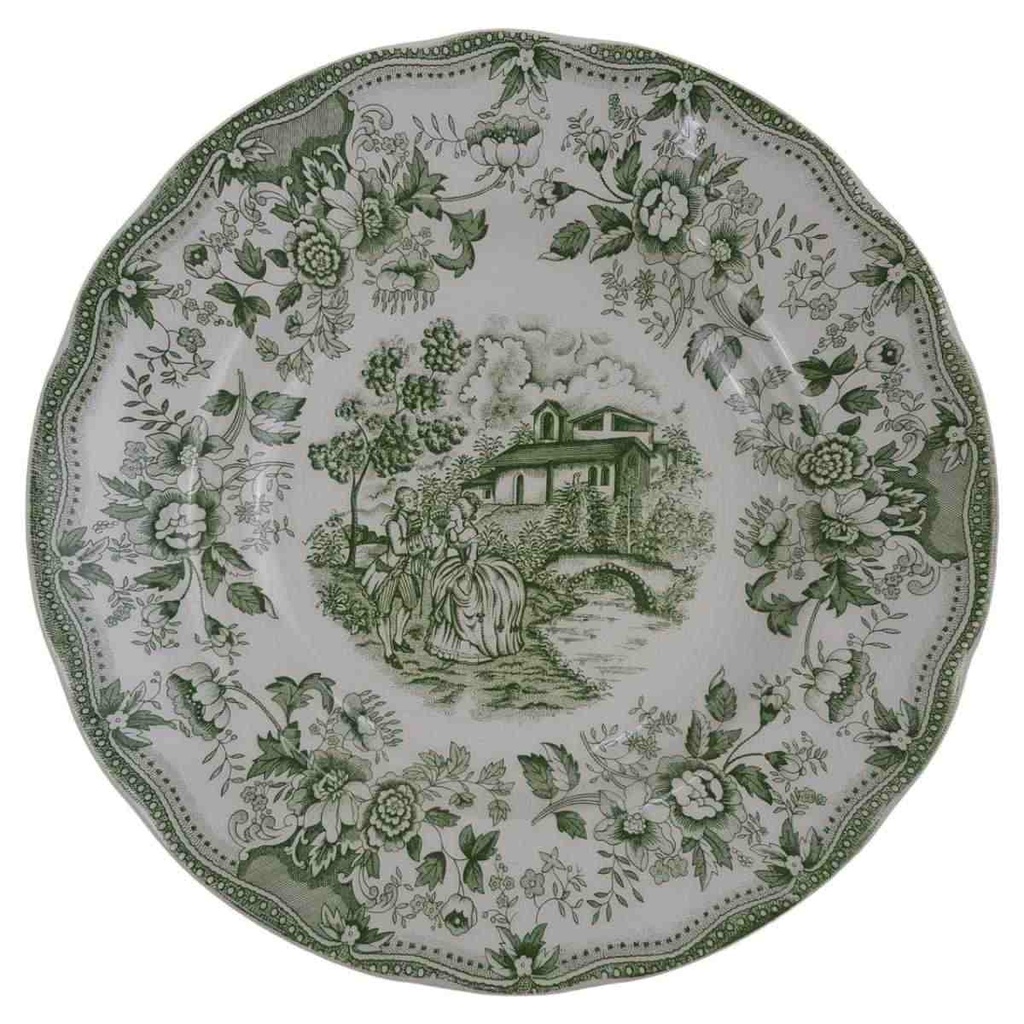 Suppenteller 24 cm English Ironstone Tableware (EIT) EIT England Motiv: Liebespaare Grün gebraucht - akzeptabel