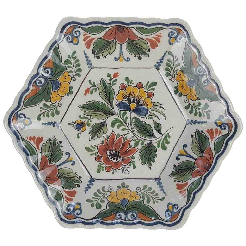 [98267] Wandteller Delfts Polychroom Blumendekor Bunt Blumen gebraucht - sehr gut