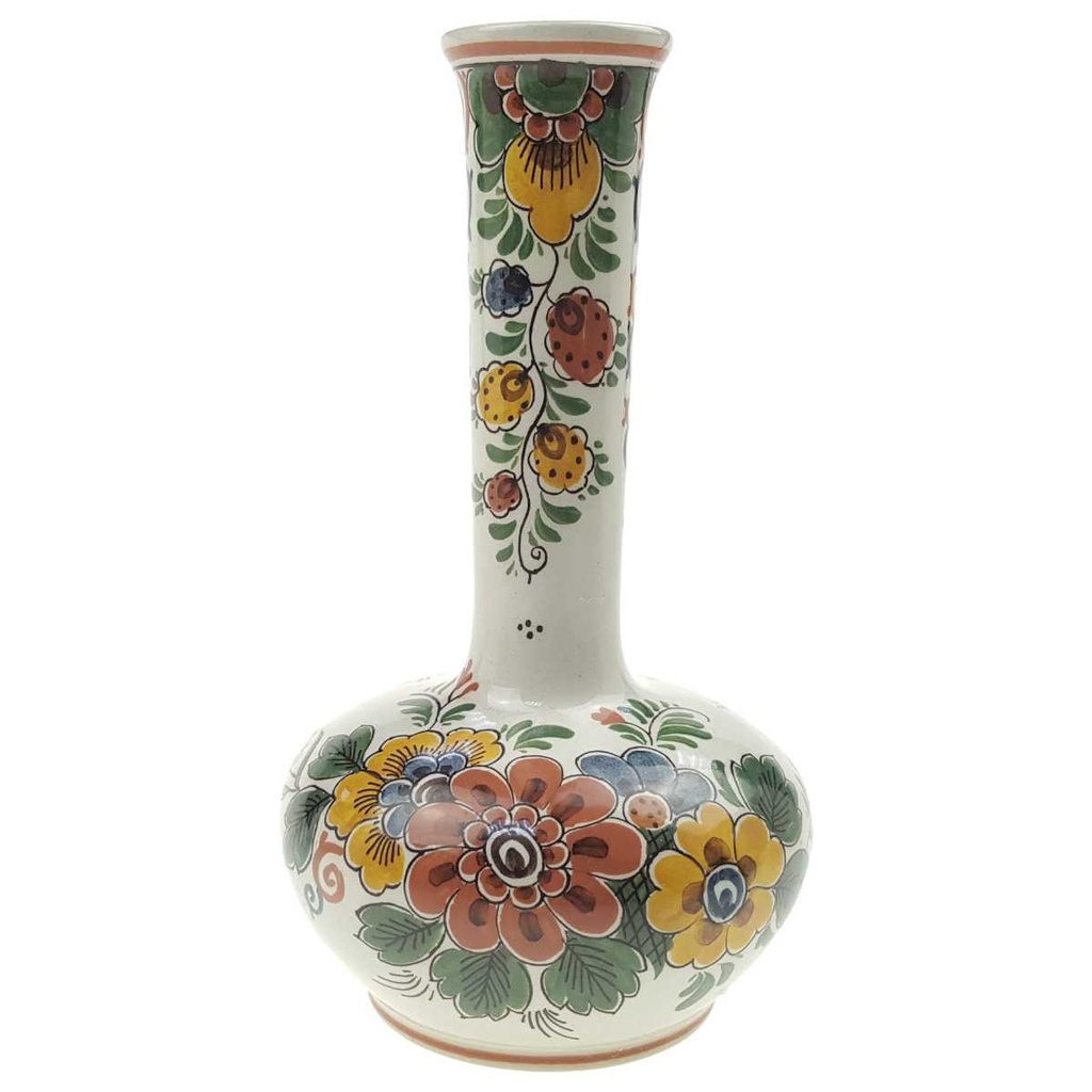 [98273] Vase 17 cm Delfts Polychroom Blumendekor Bunt Blumen gebraucht - sehr gut