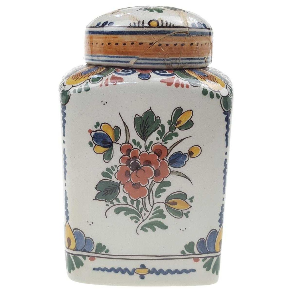 [98277] Deckeldose Vorratsdose Delfts Polychroom Blumendekor Bunt Blumen gebraucht - akzeptabel
