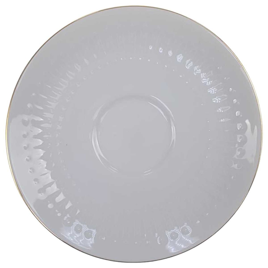 [98327] Untertasse für Kaffee Goldrand 14,2 cm Winterling Kirchenlamitz Relief Weiß mit gebraucht - gut