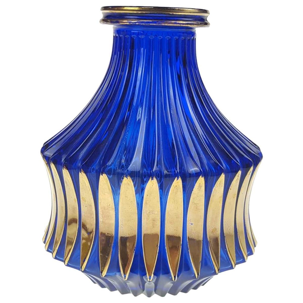 [98356] Vase 16,5 cm Walther Glas Blau Gold gebraucht - gut