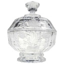 Deckeldose Bonboniere Ätzdekor 16 cm H 19,5 Kristallglas