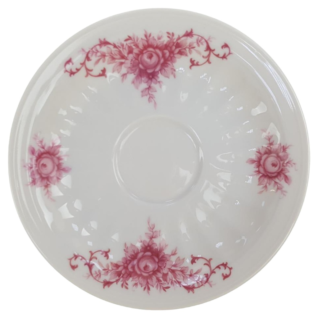 [98386] Untertasse für Kaffee 14,4 cm Seltmann Weiden Relief Pinke Blume gebraucht - sehr gut