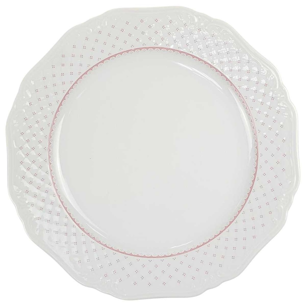 [98401] Speiseteller 25,5 cm Eschenbach La Reine Form 800 rote Punkte gebraucht - akzeptabel