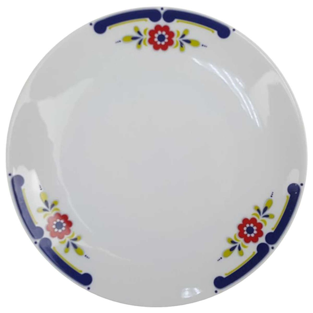 Kuchenteller Dessertteller 19,5 cm Mitterteich Form 890 blau grün rot Blumendekor Blumen gebraucht - akzeptabel