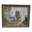 Öl Ölgemälde Gemälde Wandbild Ölbild mit Rahmen 68x56x4,5 cm Landschaft Berge