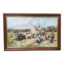 Öl-Druck auf Leinwand Gemälde mit Rahmen Motiv Feldarbeiter 114x74 cm