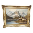 Öl Ölgemälde Gemälde Wandbild Ölbild mit Rahmen 96x77x9,5 cm Landschaft Berge