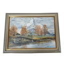 Ölgemälde Öl Gemälde Wandbild Ölbild mit Rahmen Landschaft Berge 57,5x42,5 cm