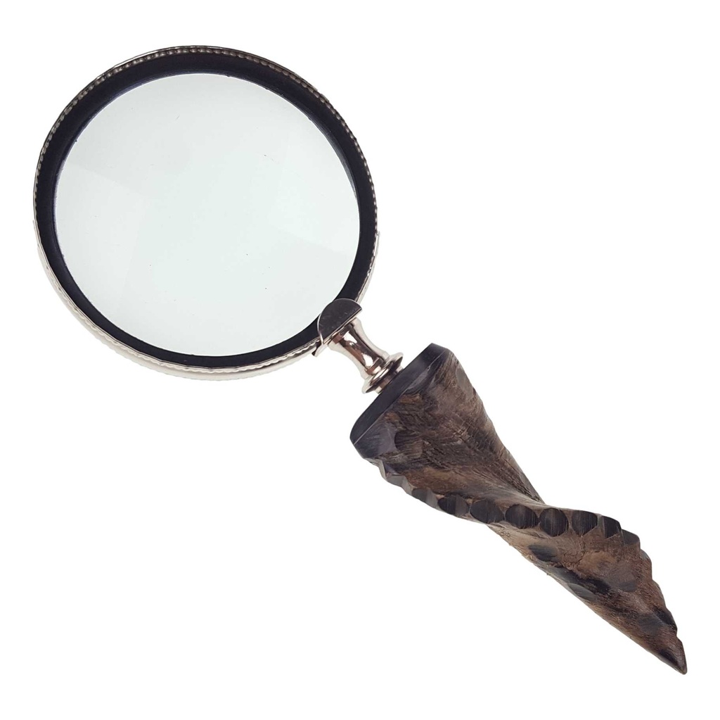 [LA-39815] Leselupe Handlupe Vergrößerungsglas Glas Bein vernickelt #39815