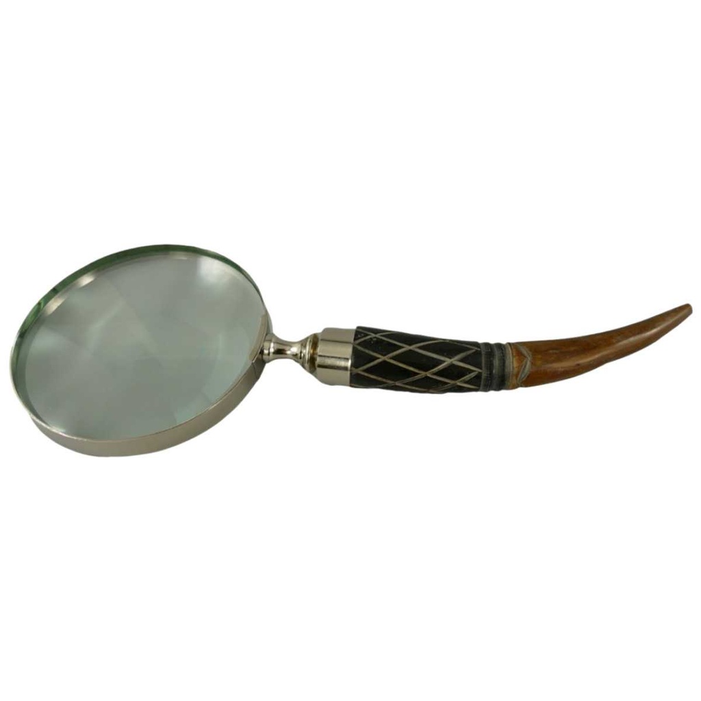 [LA-39827] Leselupe Handlupe Vergrößerungsglas Glas Bein vernickelt #39827