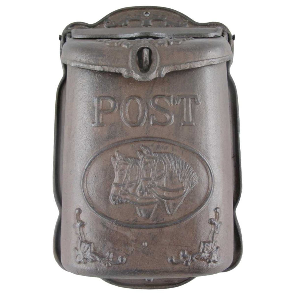 [LA-41245] Wandbriefkasten Postkasten Briefkasten rustikal braun H 40 cm Gusseisen