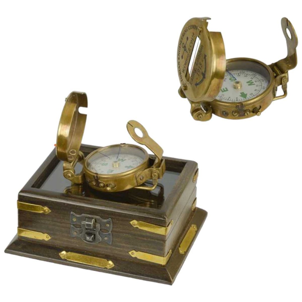 [LA-64188] Kompass Messing Holzkiste