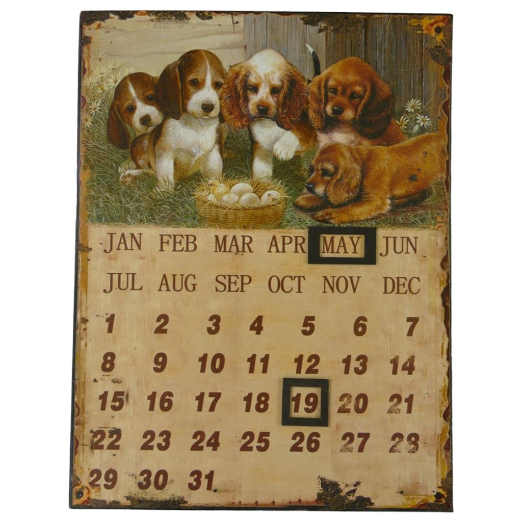 [LA-40082] Jahreskalender Antik-Stil Eisen H 33x25 cm