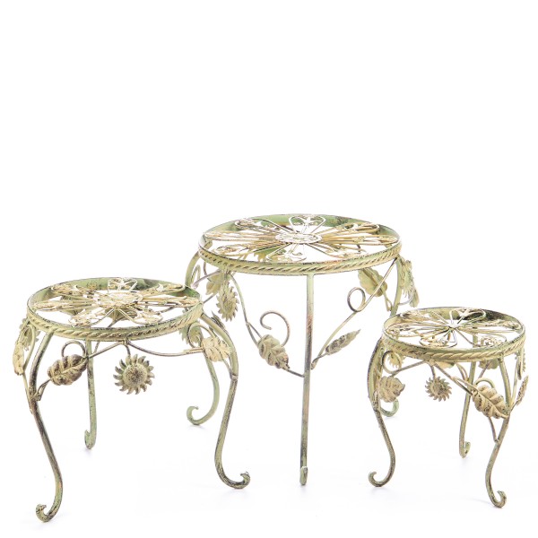 [LA-63909] Metall Blumenhocker Set/3 Großer Hocker #63909