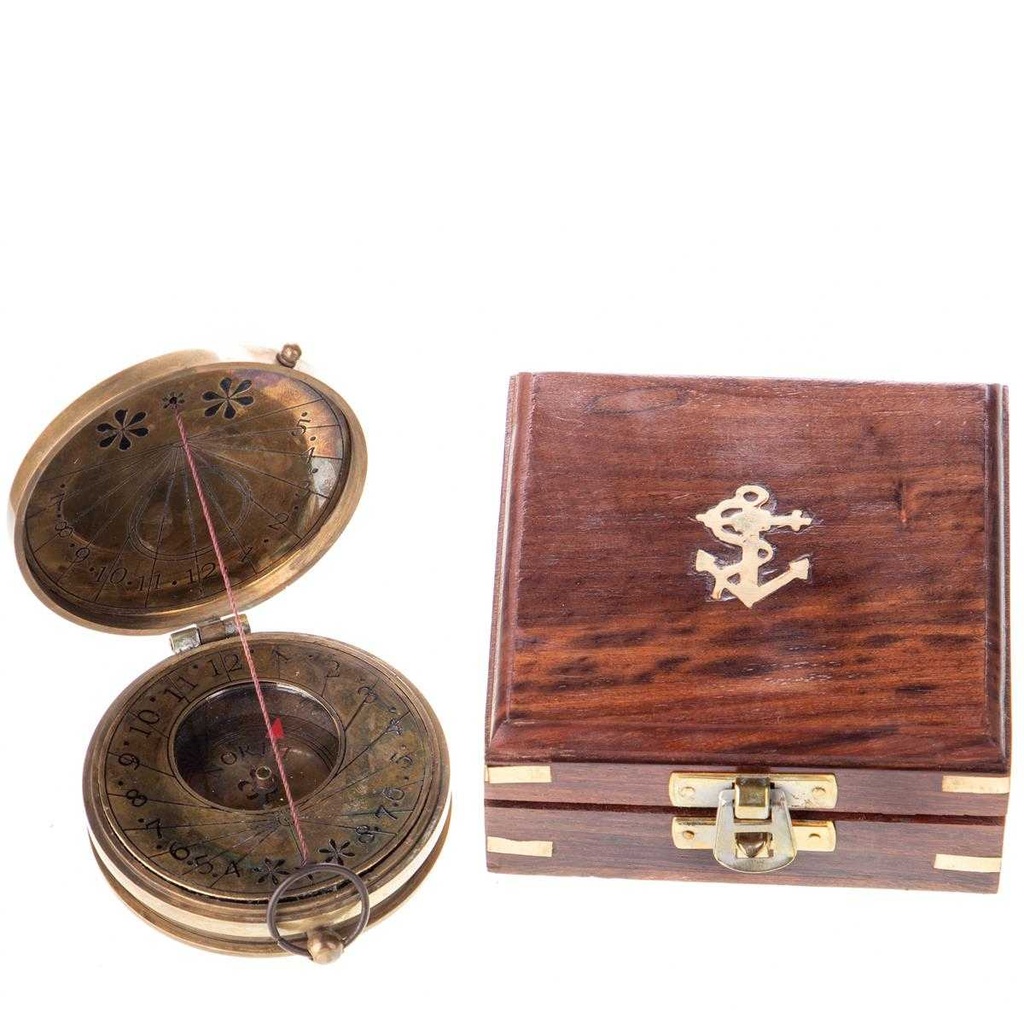 [LA-85234] Kompass in Holzbox Messing #85234