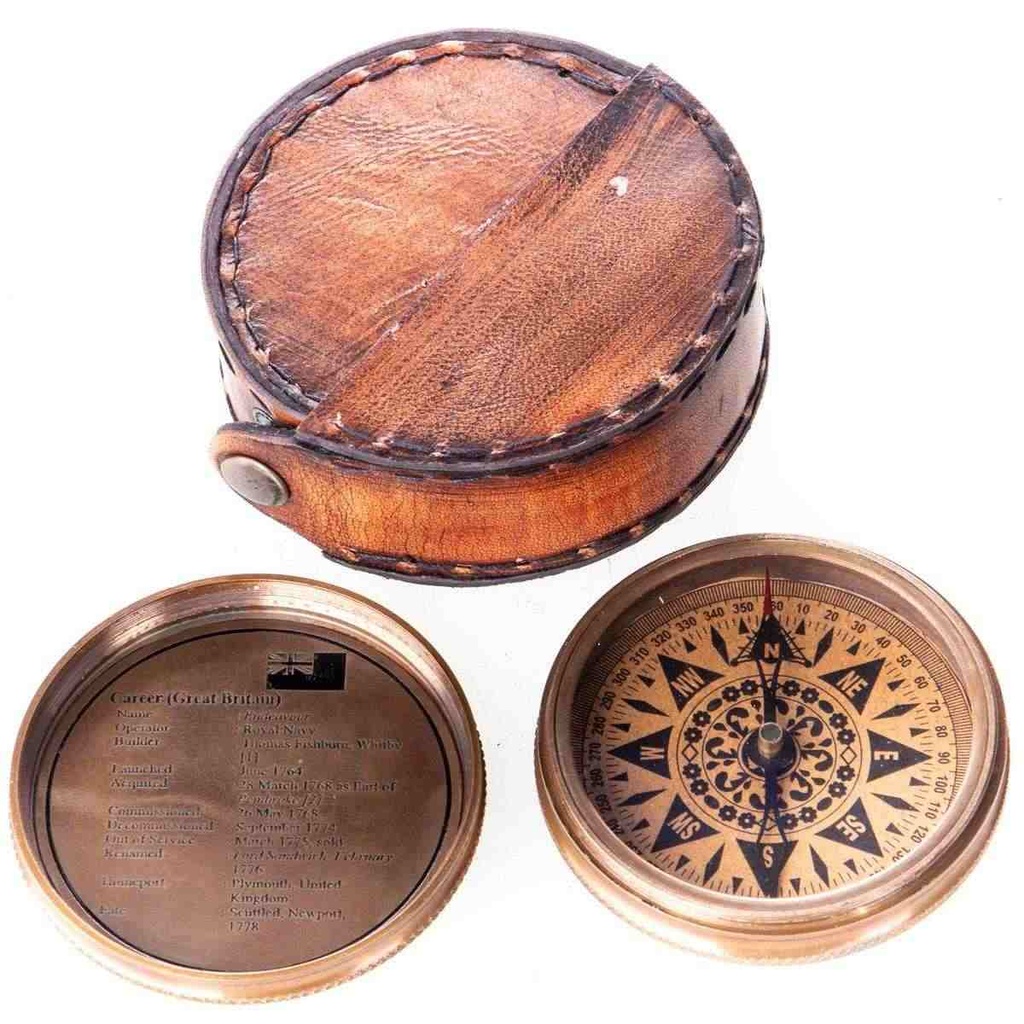 [LA-85236] Messing Kompass in Etui #85236
