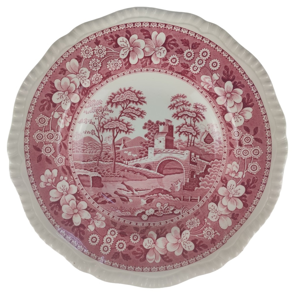 Suppenteller Spode Copeland Pink Tower Rot