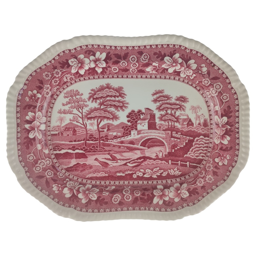 [1806072-1] Servierplatte mittelgroß Spode Copeland Pink Tower Rot