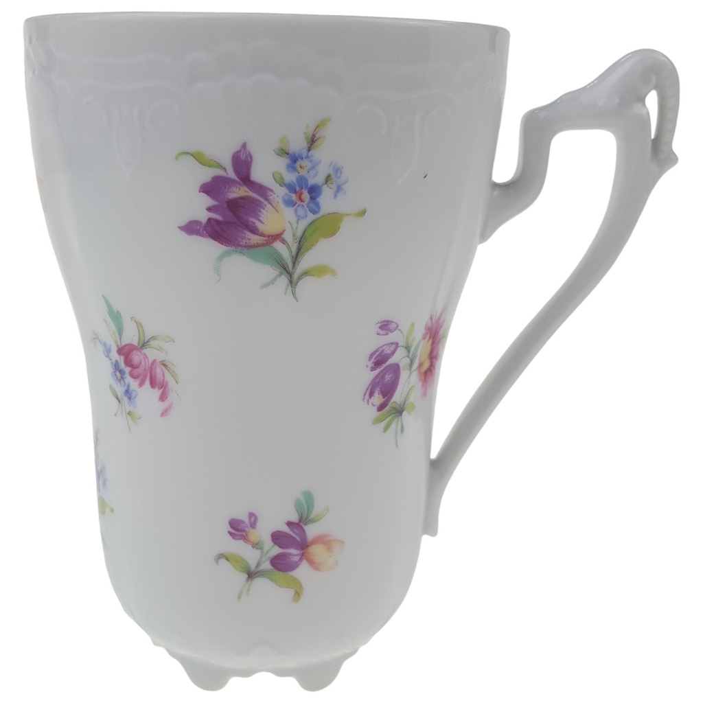 [1780554T] Becher Kakaobecher Königl. pr. Tettau Blumendekor bunt gebraucht - sehr gut