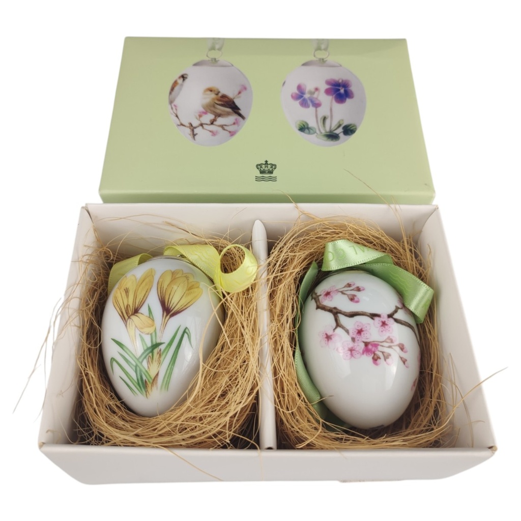 2er Set Osterei Royal Copenhagen Blumendekor Ei gebraucht - sehr gut