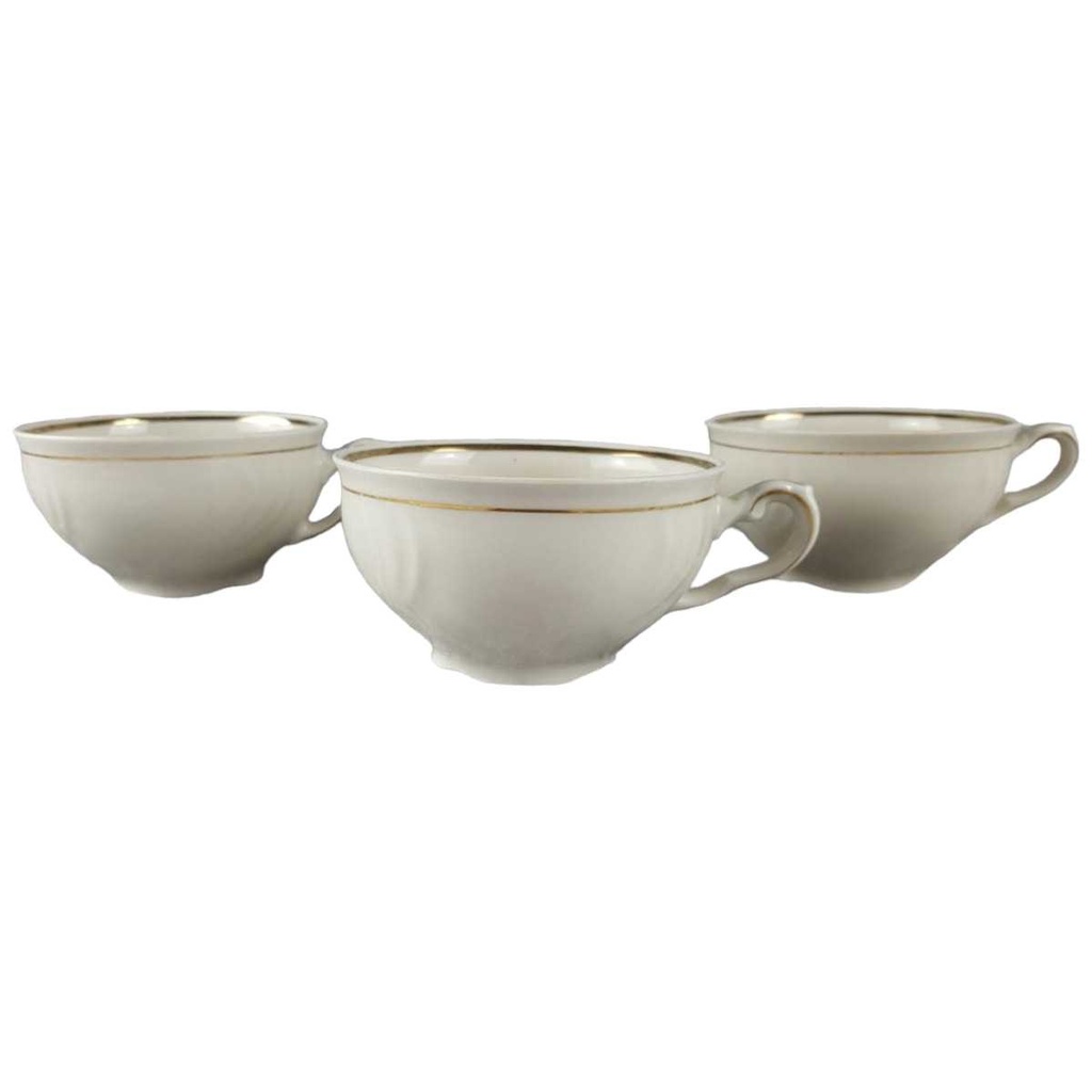 [458117914] 3er Set Teetasse Tasse Golddekor Winterling Elfenbein gebraucht - gut