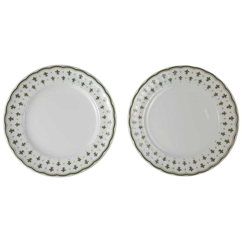 [458118458] 2er Set Kuchenteller Dessertteller 19,5 cm Winterling Röslau grüne stilisierte Lilie gebraucht - akzeptabel
