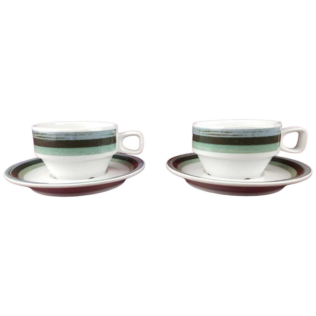 [458119065] 2er Set Untertasse Kaffeetasse mit Tasse Schönwald Einzelteile gebraucht - gut