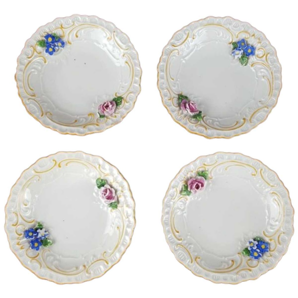 [458119229] 4er Set Kuchenteller Teller klein 9,9 cm Schierholz Einzelteile gebraucht - akzeptabel