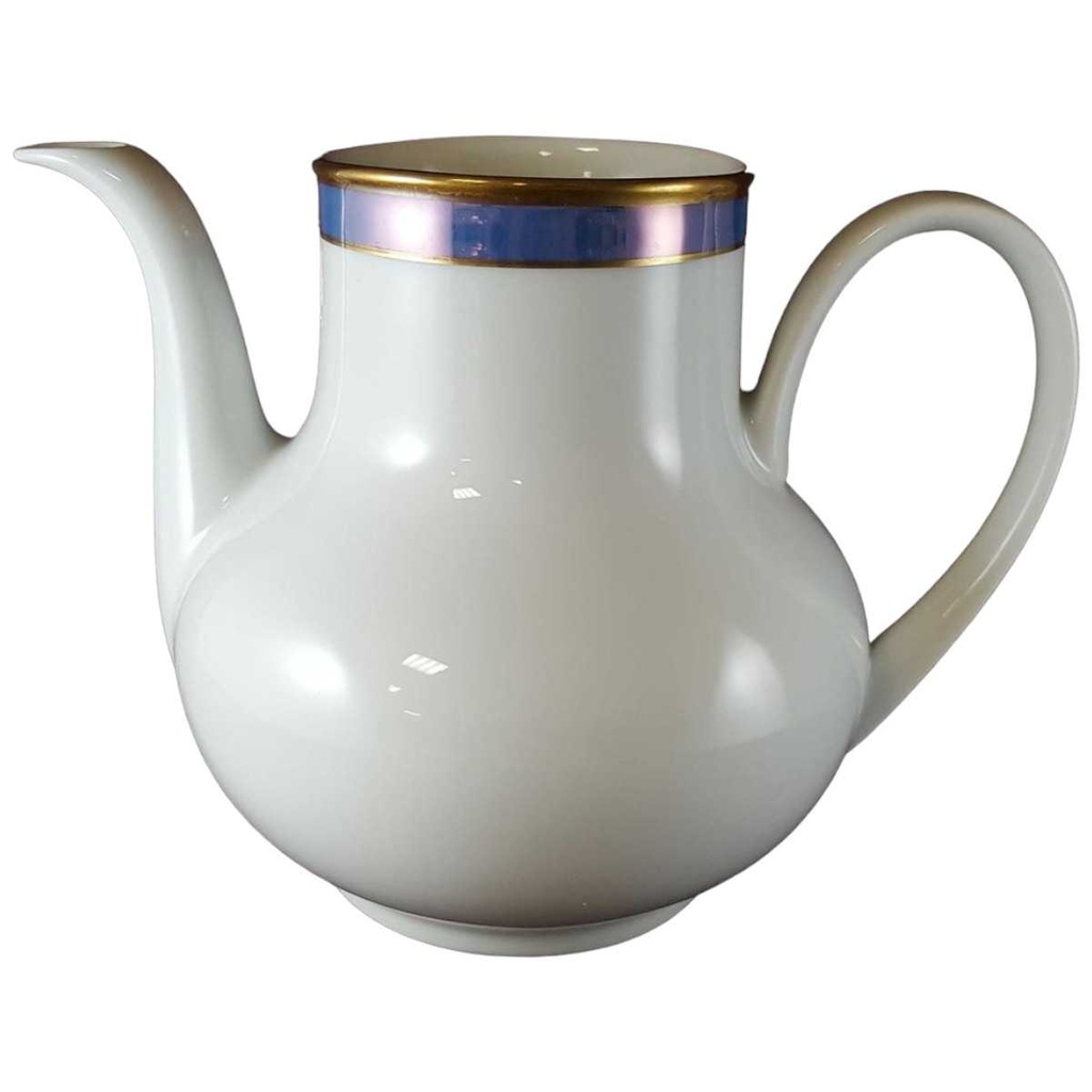[45812164] Kaffeekanne Kanne 1,25 L Seltmann Weiden Vohenstrauß Strichmuster Blau Gold gebraucht - neuwertig
